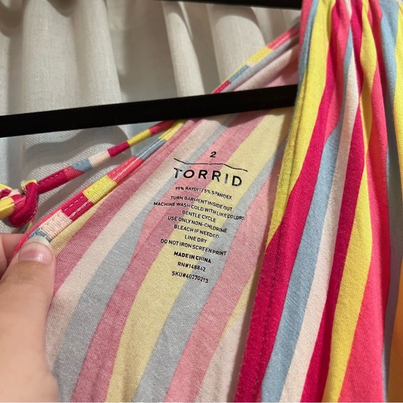 Torrid size 2 pink striped jersey wide leg jumpsuit - Picture 5 of 5